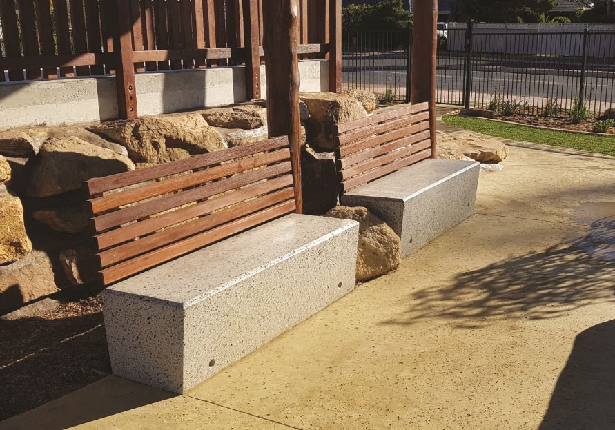 Bench Seat Concrete with Back L013800